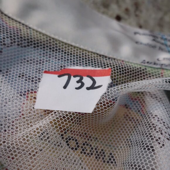 Women Sacai Navy Multicolor World Map Mixed Media Knit V-Neck Cardigan Sweater L - Picture 9 of 11